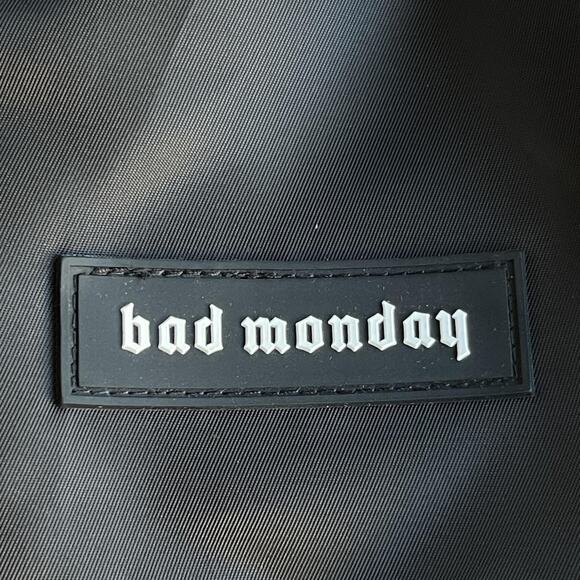 Bad Monday Bomber Jacket Mens Small Black Quilted Skull Moth Embroidered Zip - Picture 7 of 11
